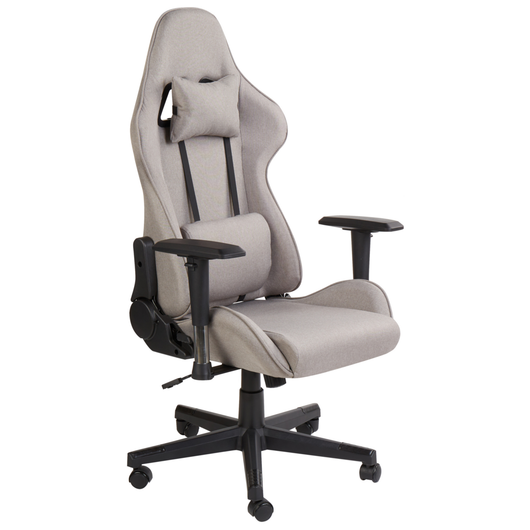 Sedia da ufficio ergonomica in tessuto con braccioli regolabili di colore beige poltrona gaming stile moderno