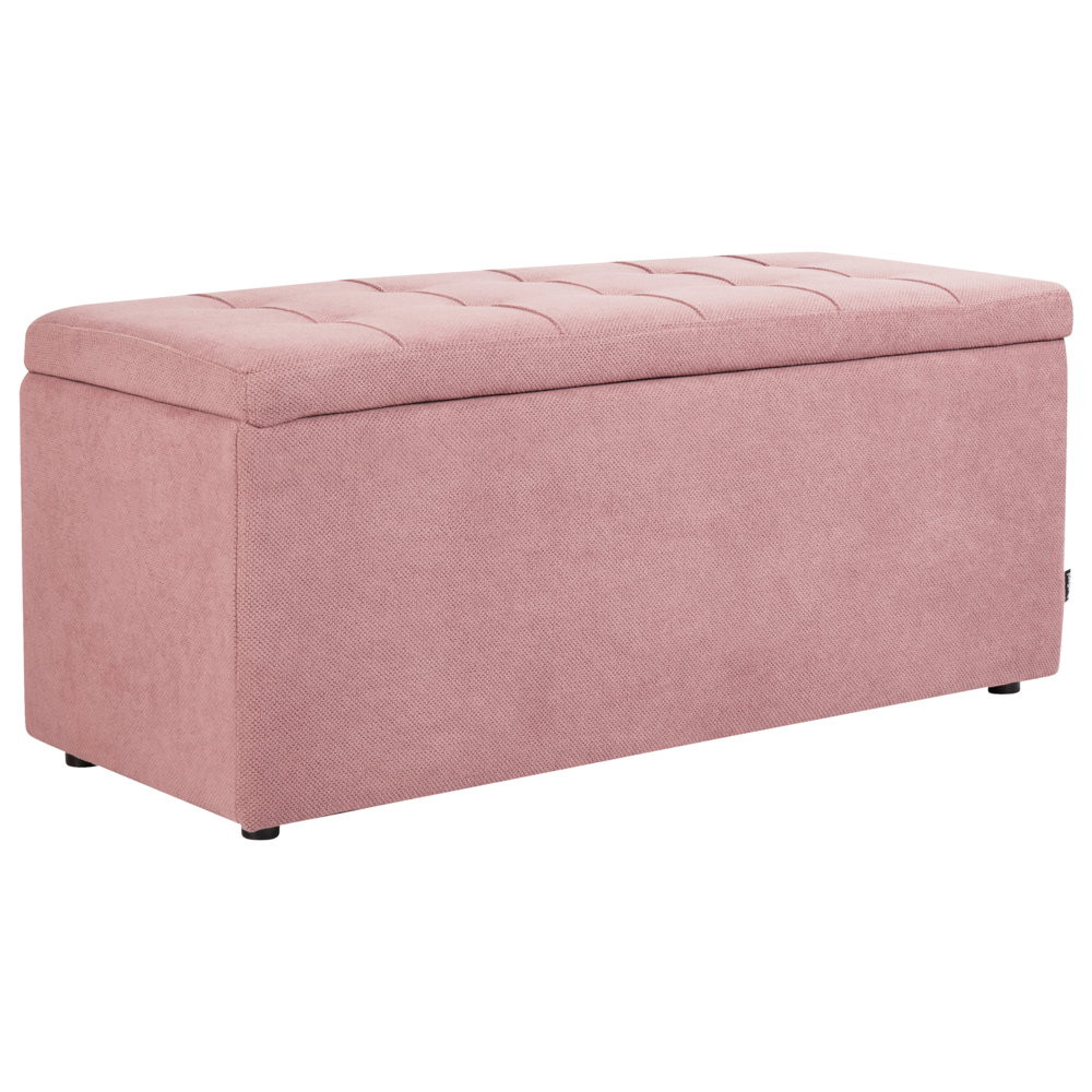 Ottomana Rosa 100 x 42 x 40 cm in tessuto poliestere Poggiapiedi imbottito Soggiorno Stile Moderno