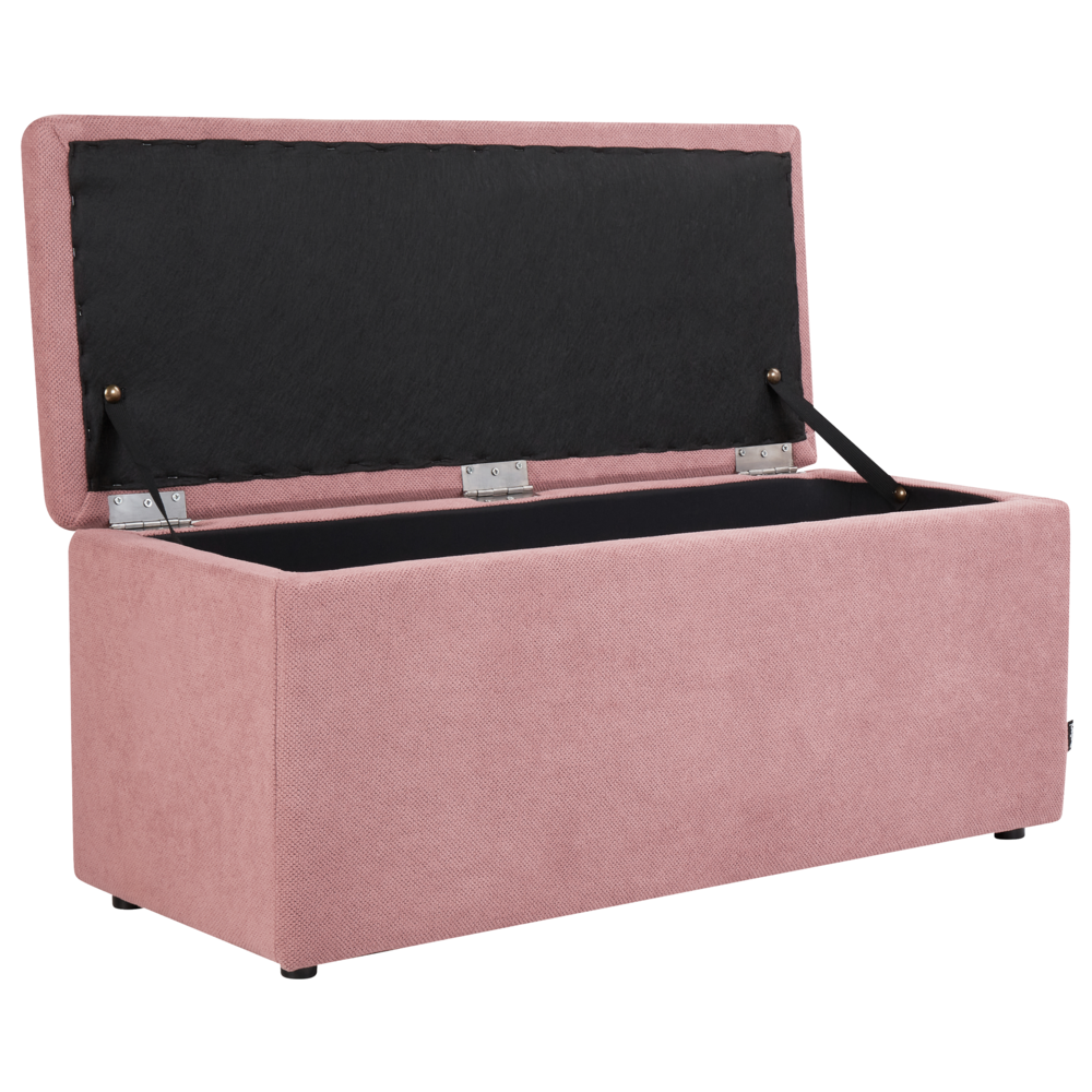 Ottomana Rosa 100 x 42 x 40 cm in tessuto poliestere Poggiapiedi imbottito Soggiorno Stile Moderno