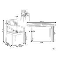 Set da pranzo da giardino 7 pezzi Tavolo rotondo in legno di acacia 6 sedie da esterno