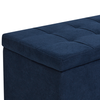 Ottomana Blu Marino 100 x 42 x 40 cm in tessuto poliestere Poggiapiedi imbottito Soggiorno Stile Moderno