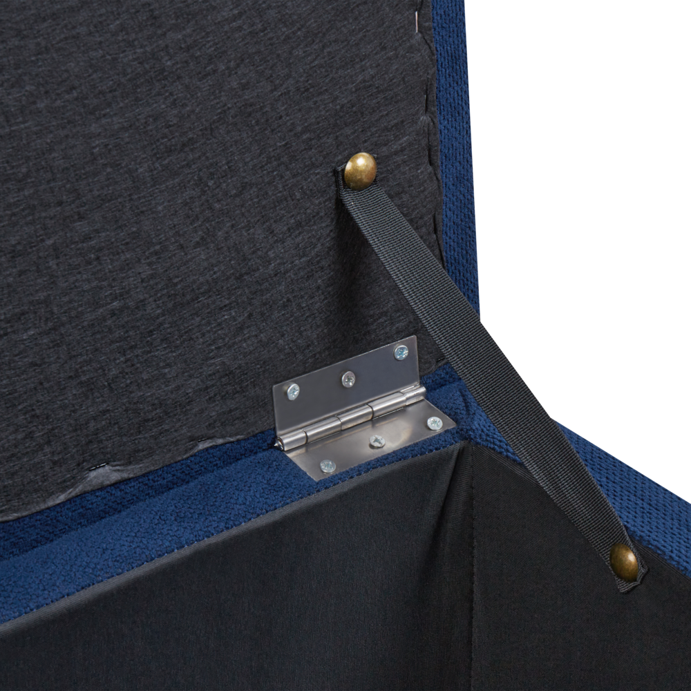 Ottomana Blu Marino 100 x 42 x 40 cm in tessuto poliestere Poggiapiedi imbottito Soggiorno Stile Moderno