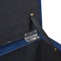 Ottomana Blu Marino 100 x 42 x 40 cm in tessuto poliestere Poggiapiedi imbottito Soggiorno Stile Moderno