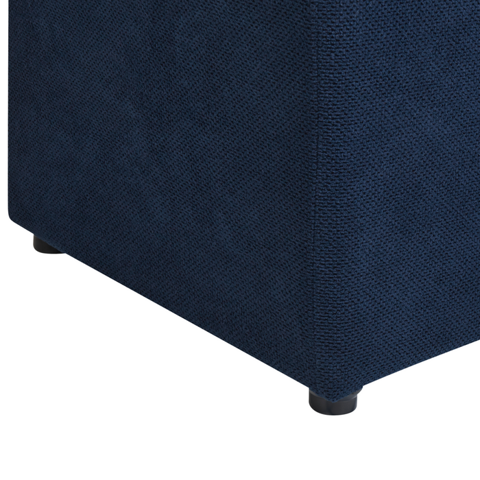 Ottomana Blu Marino 100 x 42 x 40 cm in tessuto poliestere Poggiapiedi imbottito Soggiorno Stile Moderno