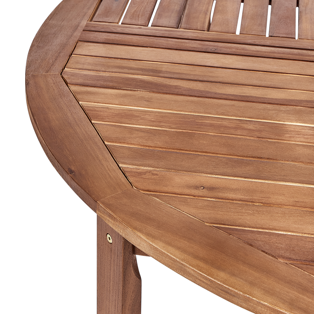 Set da pranzo da giardino Tavolo rotondo in legno di acacia 6 sedie Ombrellone da esterno