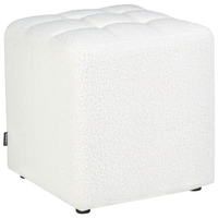 Sgabello Bianco Boucle Rivestito 38 x 38 cm Seduta quadrata Motivo Chevron