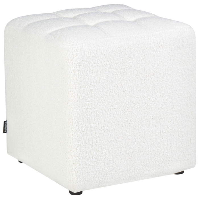 Sgabello Bianco Boucle Rivestito 38 x 38 cm Seduta quadrata Motivo Chevron