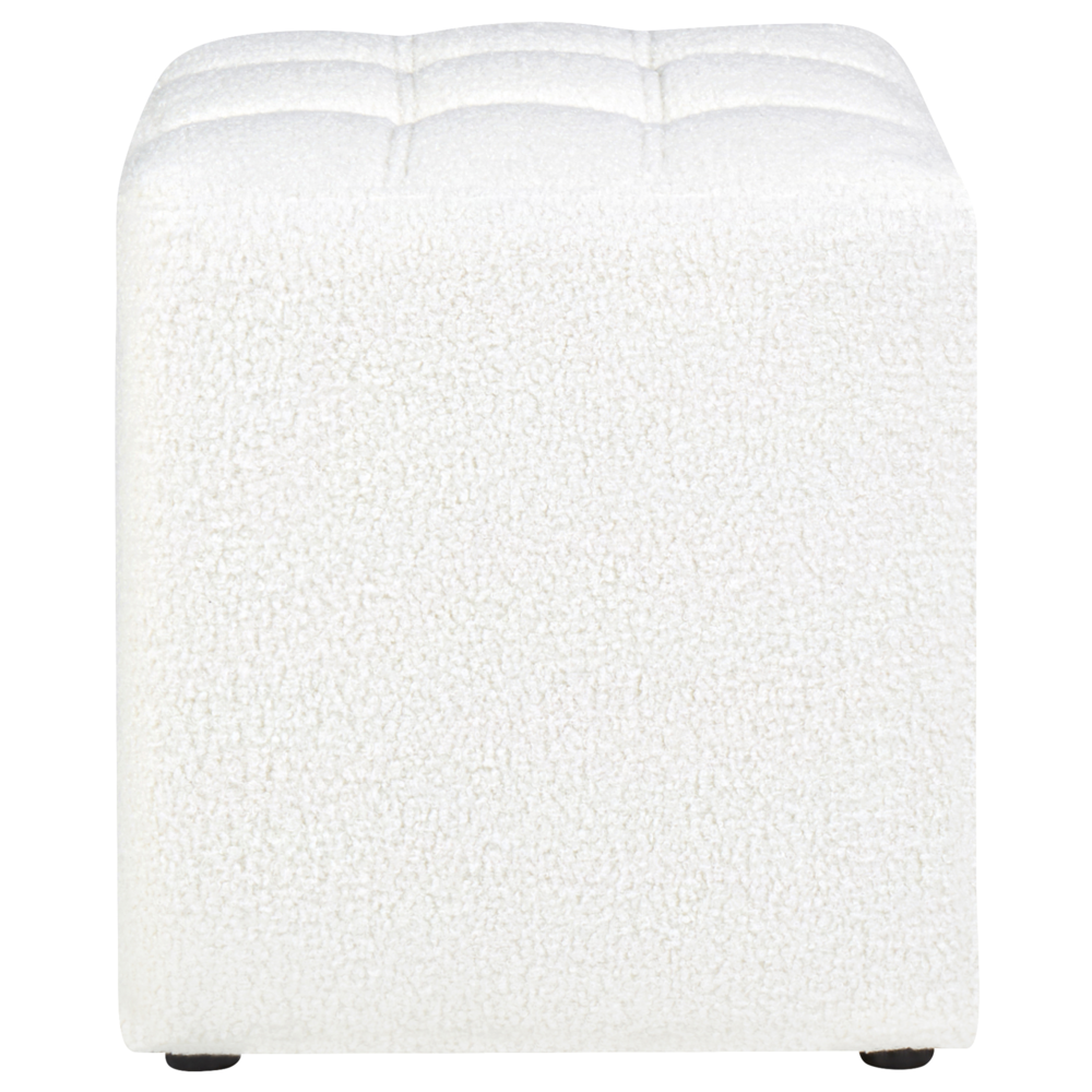 Sgabello Bianco Boucle Rivestito 38 x 38 cm Seduta quadrata Motivo Chevron