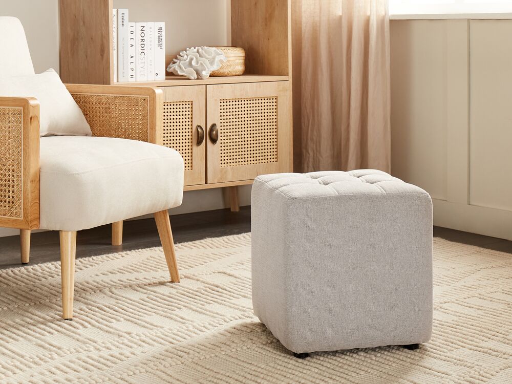 Poggiapiedi in Tessuto Grigio Chiaro Quadrato 37 x 37 cm