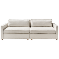 Divano Boucle bianco sporco 3 posti Gambe di legno Braccioli Stile moderno