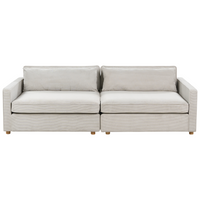 Divano velluto a coste grigio chiaro 3 posti Gambe di legno Braccioli Stile moderno