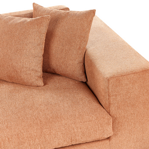Divano 3 posti imbottito in tessuto di poliestere arancione con schienale e braccioli soggiorno moderno