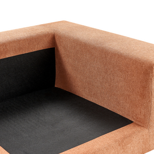 Divano 3 posti imbottito in tessuto di poliestere arancione con schienale e braccioli soggiorno moderno