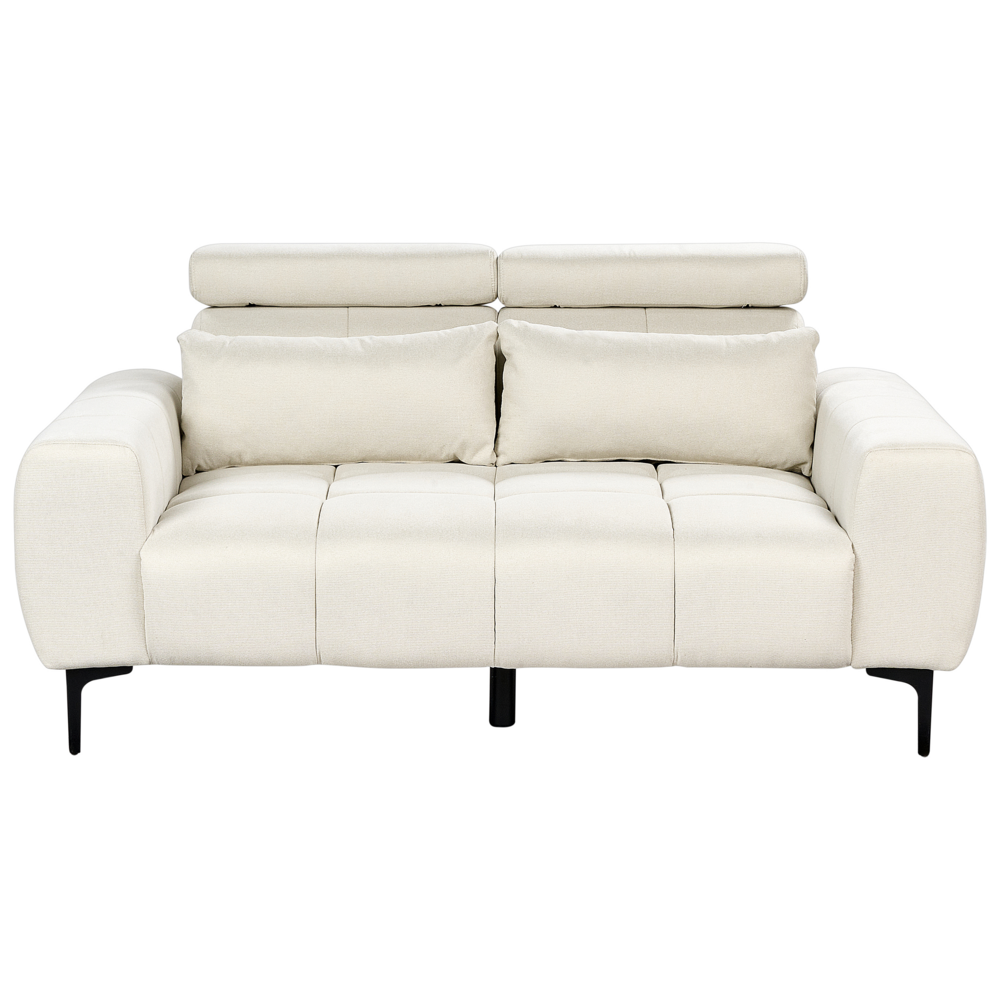 Divano a 2 posti con rivestimento in tessuto color beige chiaro e poggiatesta regolabili Arredamento per il soggiorno in stile moderno