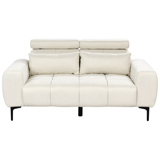 Divano a 2 posti con rivestimento in tessuto color beige chiaro e poggiatesta regolabili Arredamento per il soggiorno in stile moderno