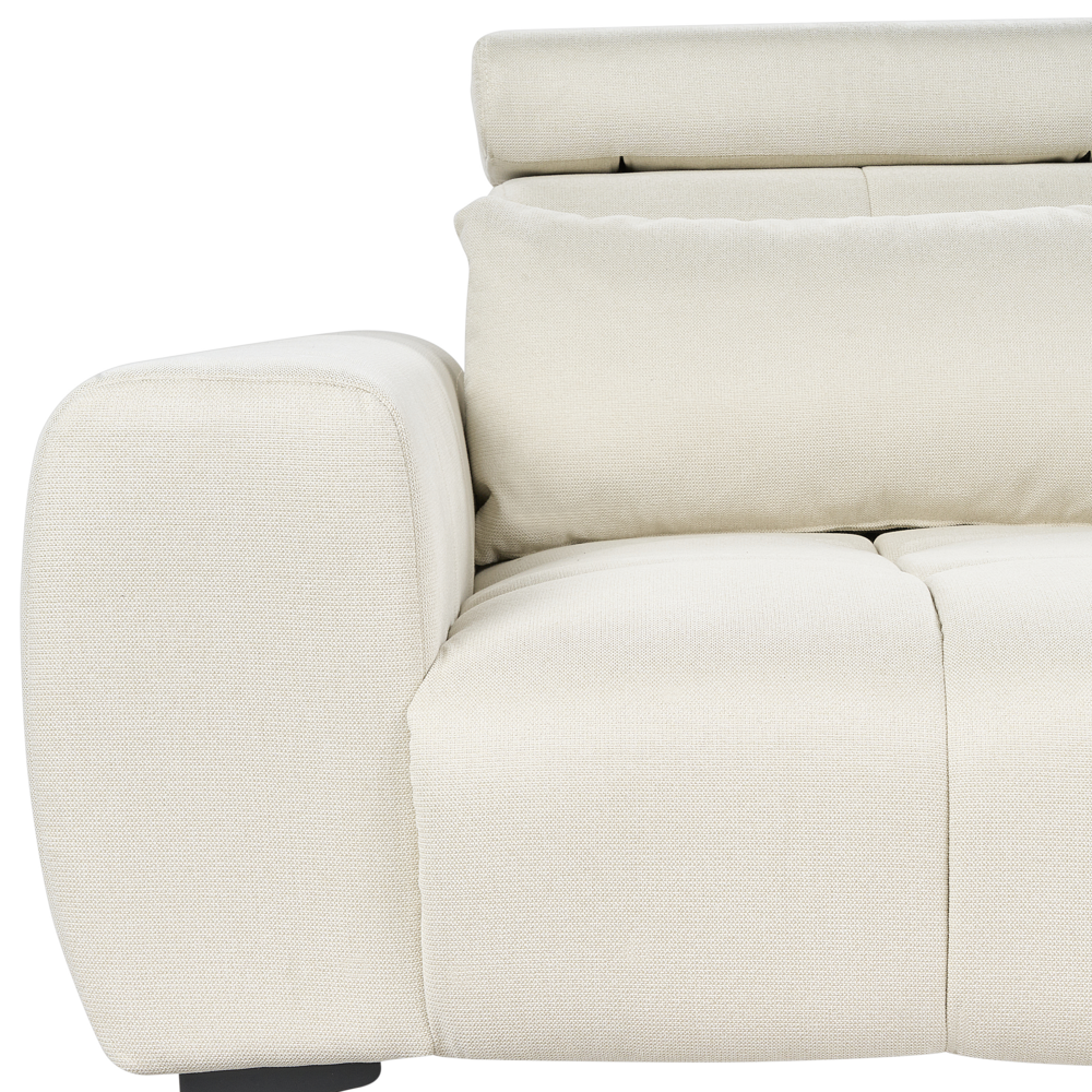 Divano a 2 posti con rivestimento in tessuto color beige chiaro e poggiatesta regolabili Arredamento per il soggiorno in stile moderno