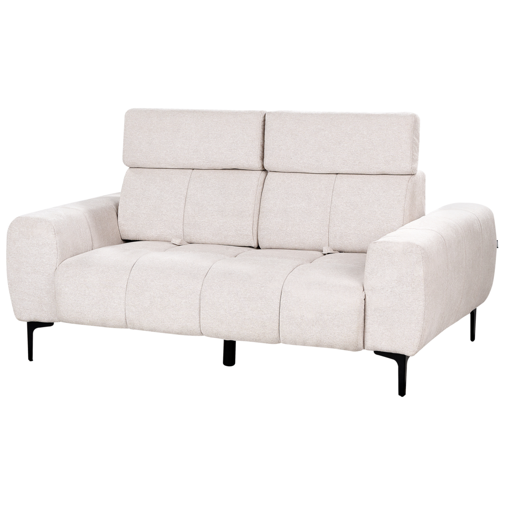 Divano a 2 posti con rivestimento in tessuto beige e poggiatesta regolabile Arredamento per il soggiorno in stile moderno