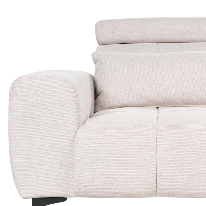 Divano a 2 posti con rivestimento in tessuto beige e poggiatesta regolabile Arredamento per il soggiorno in stile moderno