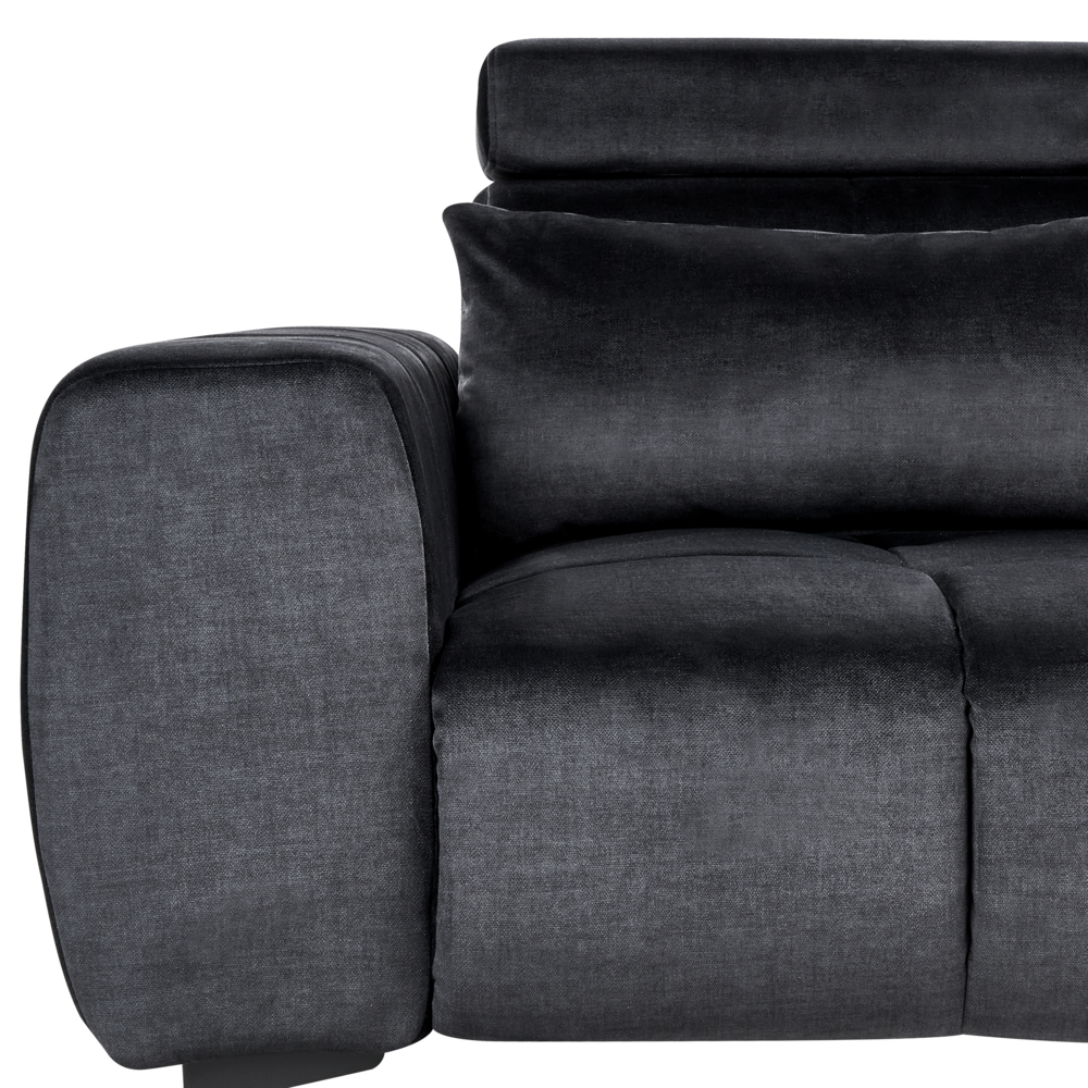 Divano a 2 posti con rivestimento in velluto nero e poggiatesta regolabile Arredamento per il soggiorno in stile moderno