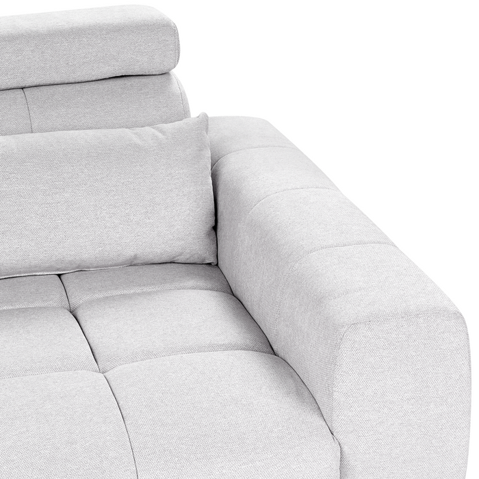 Divano a 2 posti con rivestimento in tessuto grigio e poggiatesta regolabile Arredamento per il soggiorno in stile moderno