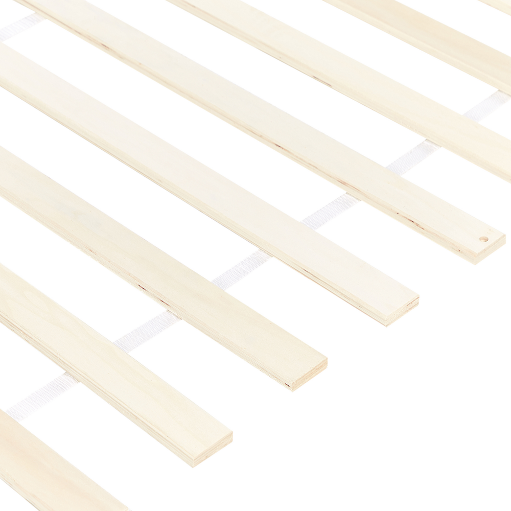 Letto in Legno di pino Bianco con Rete a Doghe Testiera Alta 180 x 200 cm