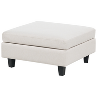 Divano componibile a 5 posti imbottito in tessuto beige chiaro gambe nere lato sinistro con ottomana stile moderno