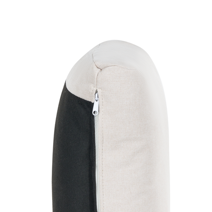 Divano componibile a 5 posti imbottito in tessuto beige chiaro gambe nere lato sinistro con ottomana stile moderno