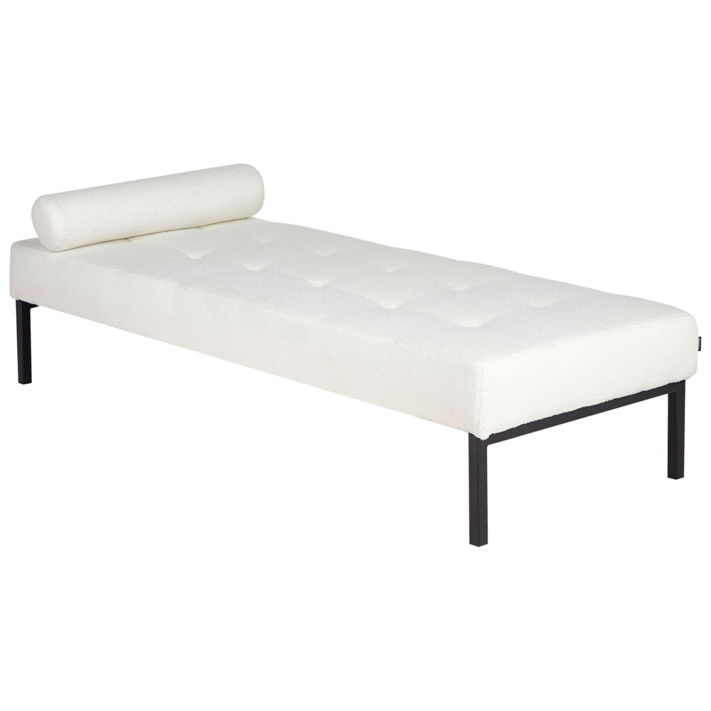 Chaise Longue bianca Boucle Soggiorno Camera da letto Gambe in metallo Stile moderno