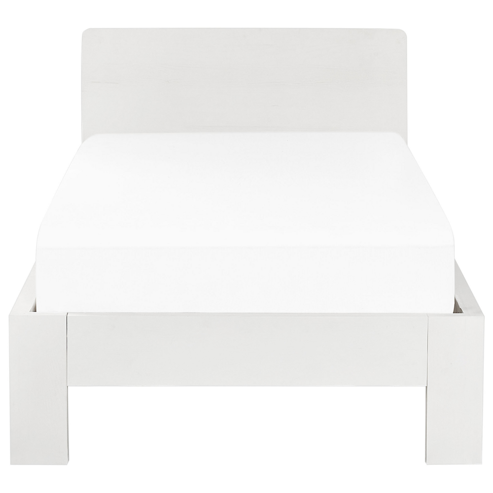 Letto in legno di pino bianco Dimensioni singole 90 x 200 Testiera a doghe minimalista