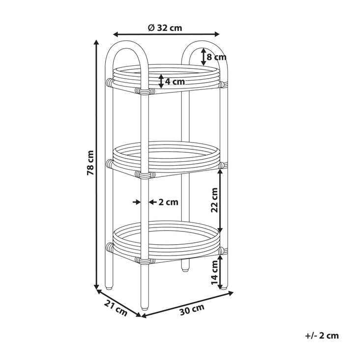 Tavolino Scaffale per piante Rattan Naturale Outdoor Indoor Garden Retro 3 ripiani Freestanding Garden Storage