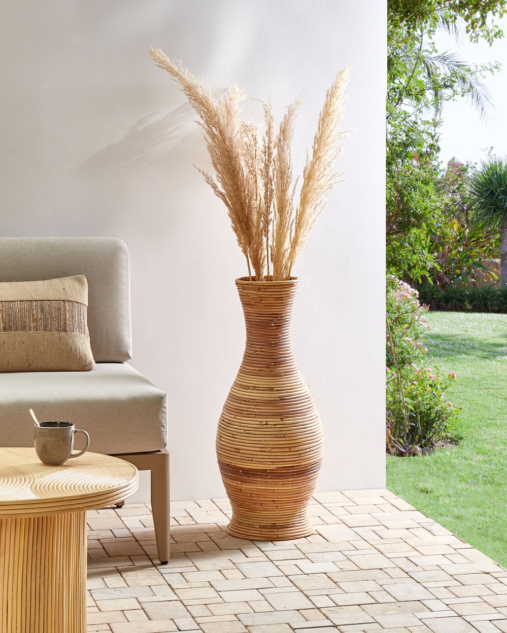 Vaso decorativo in rattan naturale da 70 cm in stile rustico Boho Home Decor