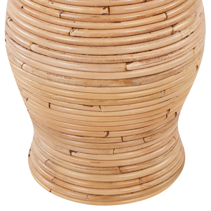Vaso decorativo in rattan naturale da 50 cm in stile rustico bohémien.