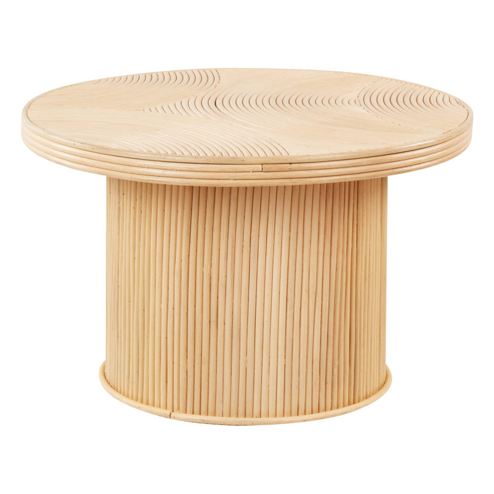 Set di 2 tavolini da caffè in rattan naturale con base rotonda in stile bohémien Ilios