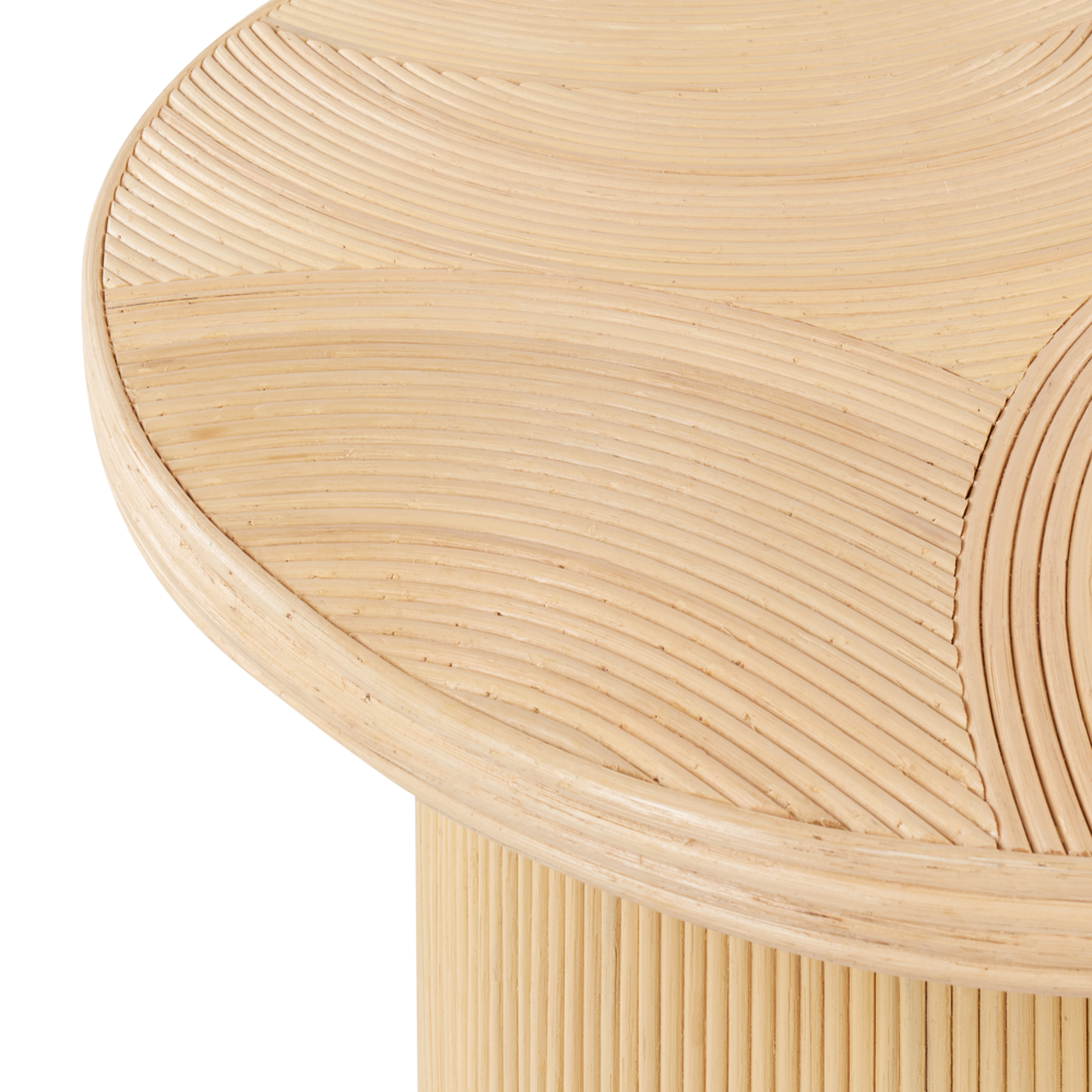 Set di 2 tavolini da caffè in rattan naturale con base rotonda in stile bohémien Ilios