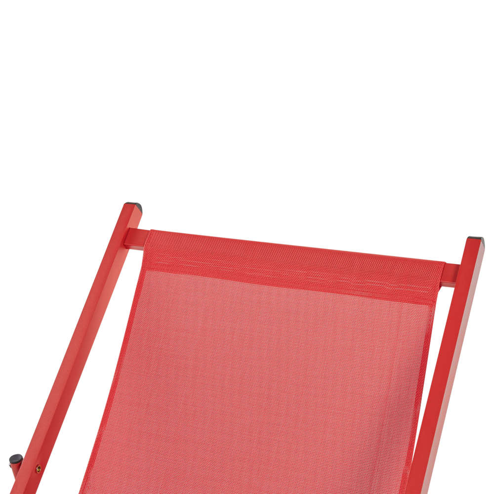Sedia a Sdraio Pieghevole in Tessuto di colore Rosso e Struttura Alluminio Rosso resistente