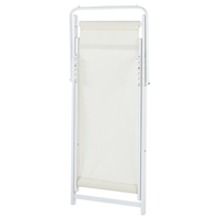 Sedia a sdraio pieghevole in textilene beige e bianco con motivo a righe Sedia da spiaggia con schienale regolabile Patio Recliner