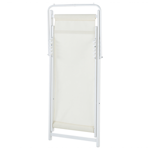 Sedia a sdraio pieghevole in textilene beige e bianco con motivo a righe Sedia da spiaggia con schienale regolabile Patio Recliner