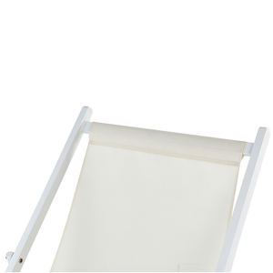 Sedia a sdraio pieghevole in textilene beige e bianco con motivo a righe Sedia da spiaggia con schienale regolabile Patio Recliner