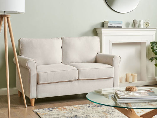 Divano tessuto beige chiaro Struttura In Legno Molle Insacchettate Soggiorno 2 Posti