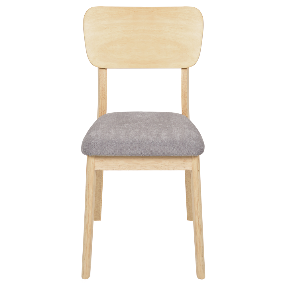Set di 2 sedie da pranzo in legno di gomma grigio chiaro Seduta imbottita in poliestere Legno chiaro