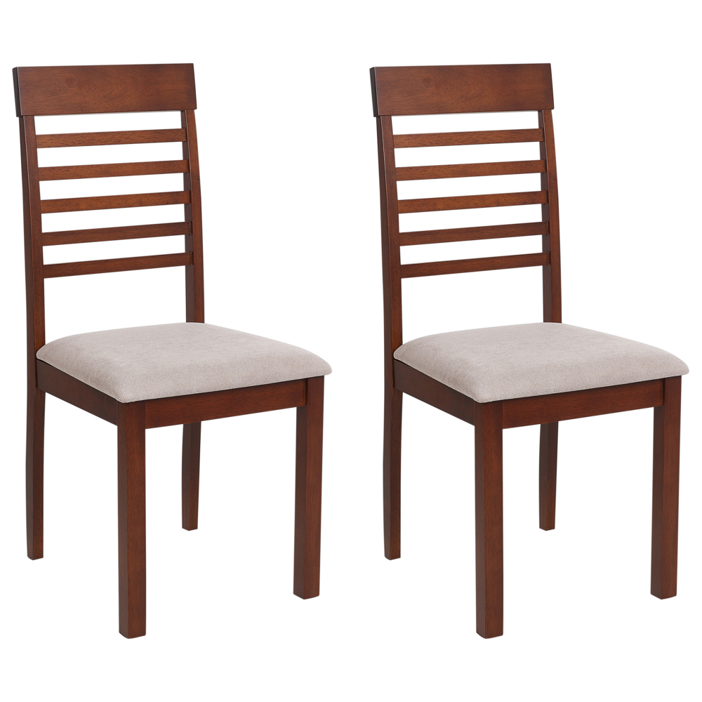 Set di 2 sedie da pranzo imbottite in legno scuro tortora stile tradizionale