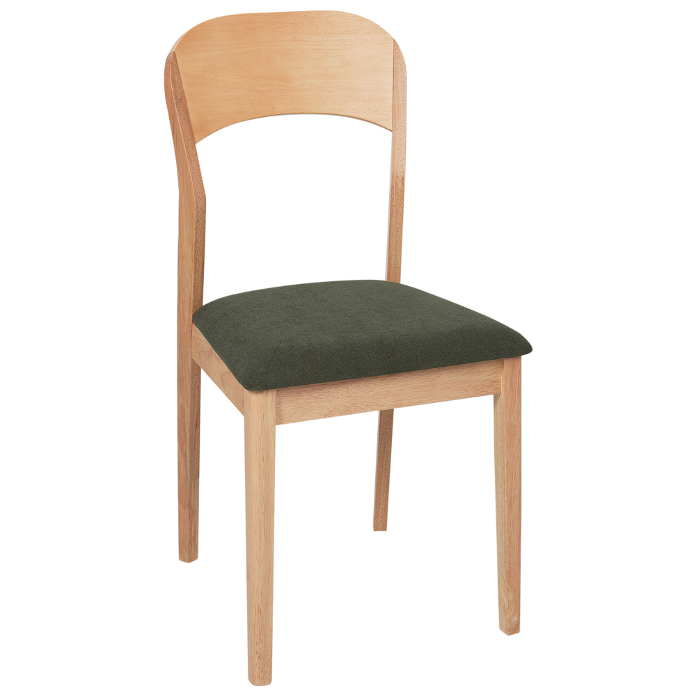 Set di 2 sedie da pranzo imbottite in stile tradizionale in legno chiaro e verde scuro stile tradizionale classico