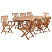 Set da pranzo per esterni in legno di acacia chiaro tavolo da 8 posti sedie pieghevoli design rustico
