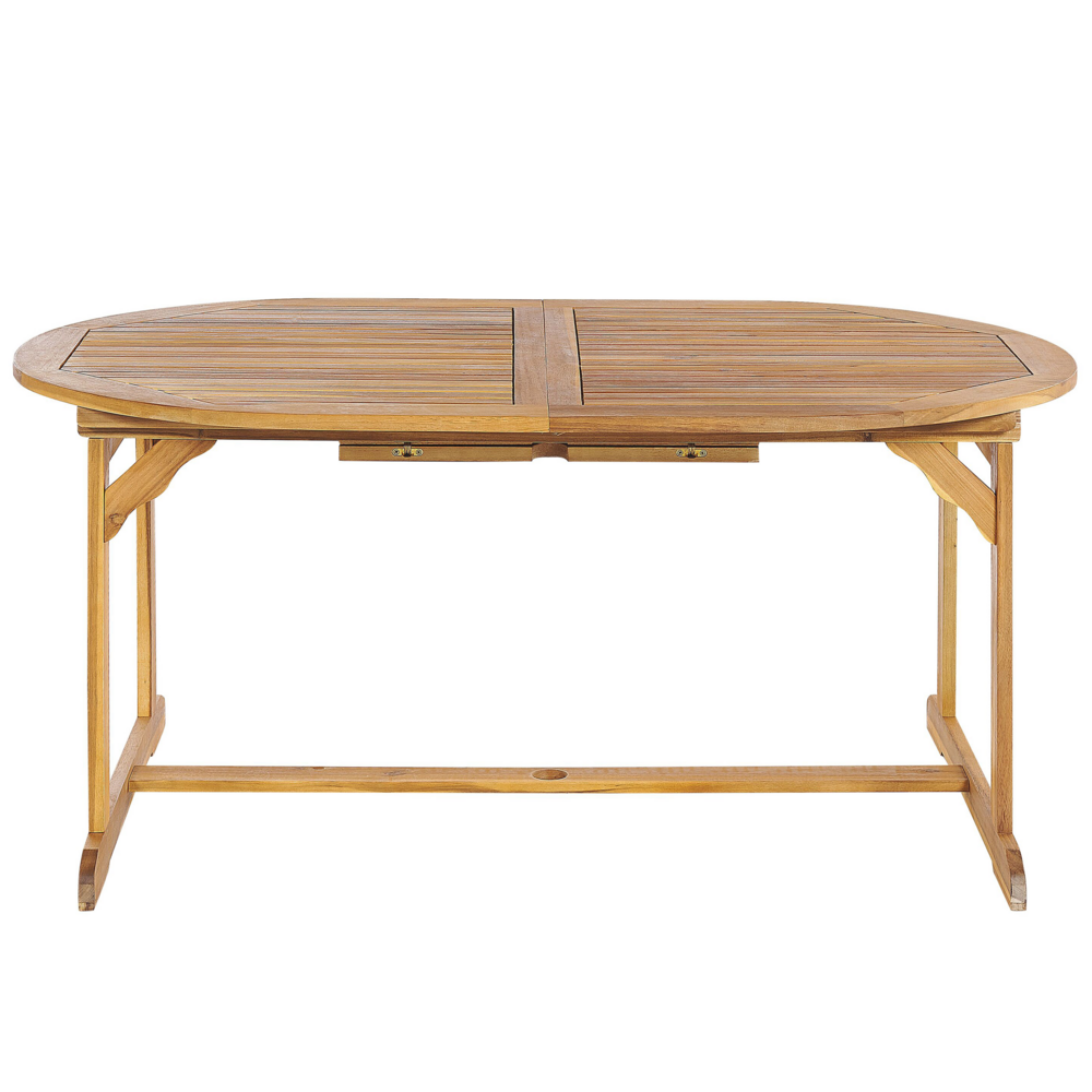 Set da pranzo per esterni in legno di acacia chiaro tavolo da 8 posti sedie pieghevoli design rustico