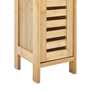 Armadietto per carta igienica in legno chiaro di bambù con ripiani e anta Minimalista