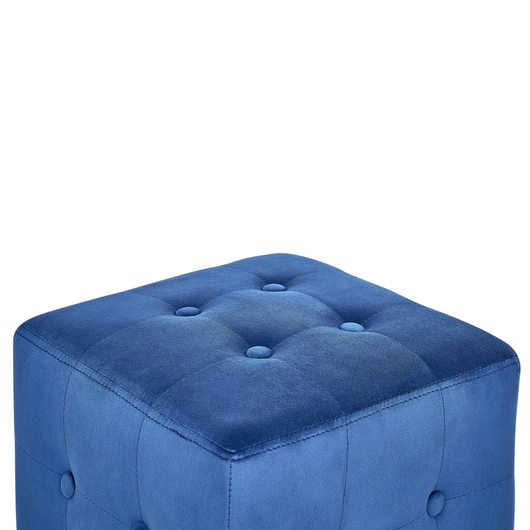 Pouf a forma di Cubo in velluto blu con bottoni tappezzeria trapuntata