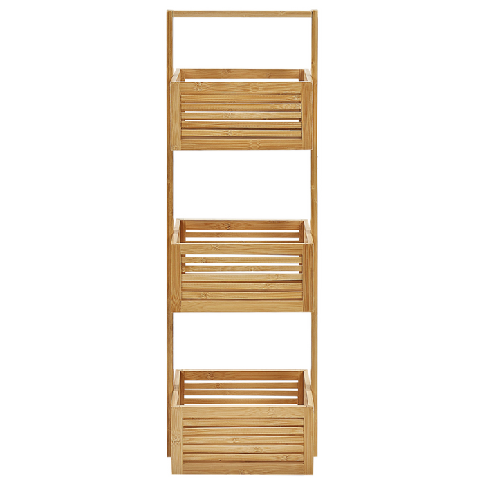 Scaffale da bagno in legno chiaro di bambù a 3 ripiani per il bagno
