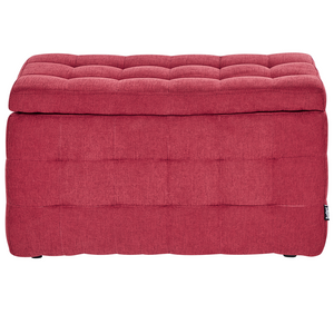 Pouf contenitore in tessuto rosso con coperchio trapuntato camera da letto