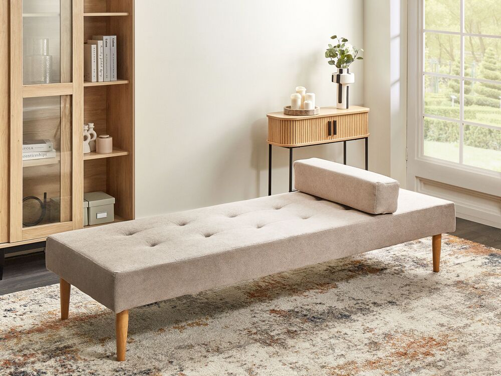 Chaise longue Beige Rivestimento in tessuto Moderno Minimalista