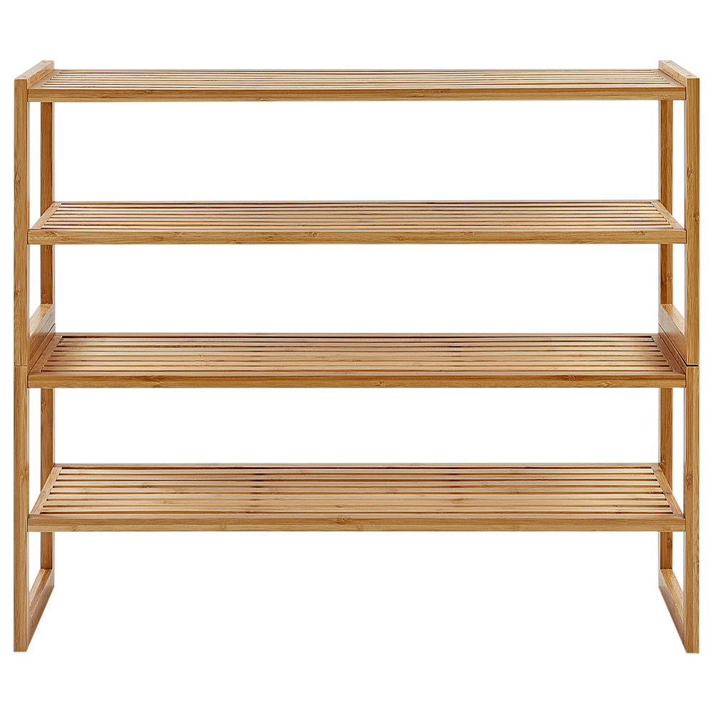 Scaffale da bagno in legno chiaro di bambù a 4 livelli impilabile per l'archiviazione del bagno